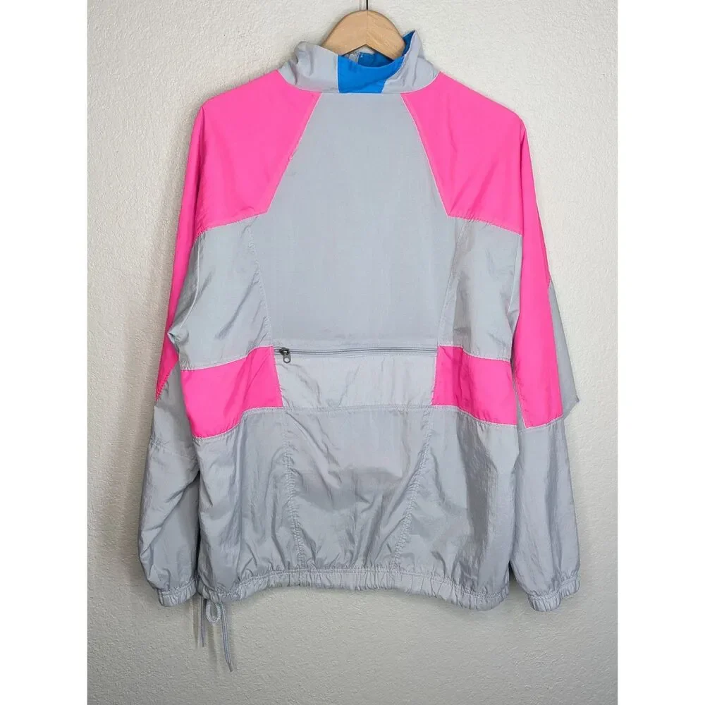 Nike Vaporwave Windbreaker Jacket Mens Medium Zip Gray Pink AJ2299-012 Packable